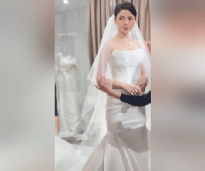 Chu Thanh Huyền đi thử váy cưới, dân tình khen tướng phu thê với Quang Hải, để tóc phúc hậu hơn lúc ăn hỏi