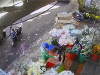 'Hú hồn' khi 'xe không người lái' lao vào quán bán hoa