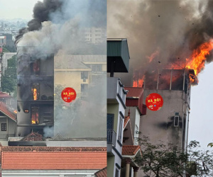 Hà Nội: Cháy lớn tại cửa hàng dịch vụ tiệc cưới, ngọn lửa bốc lên ngùn ngụt, lan sang căn nhà 7 tầng liền kề