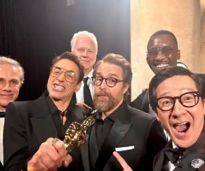 Quan Kế Huy đăng ảnh ăn mừng tượng vàng Oscar cùng Robert Downey Jr., đáp trả tranh cãi bị phớt lờ