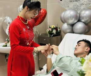 Đám cưới đặc biệt được tổ chức trong phòng bệnh ngay sau khi chú rể thoát 'cửa tử' trong gang tấc