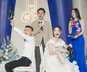 Chu Thanh Huyền 'xả vai' cô dâu, mặc đồ của Quang Hải 'nhún nhảy' cực sung cùng hội cầu thủ sau đám cưới