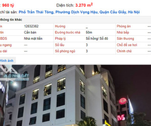 Hé lộ khu vực có giá đất gần 3 tỷ đồng/m2 tại Hà Nội