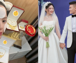 Chu Thanh Huyền 'flex' tất cả số vàng nhận được ở đám cưới với Quang Hải, nhiều và nặng thế này bảo sao phải kêu 'cứu'