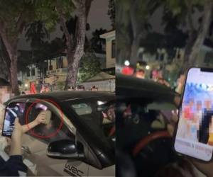 Hà Nội: Người phụ nữ cầm gạch chặn ô tô của đôi nam nữ, đập kính giữa đường