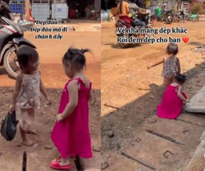 Thấy em bé vùng cao đi chân đất, câu nói và hành động của bé gái gây bất ngờ: 'Dép đâu mà đi chân không vậy?'