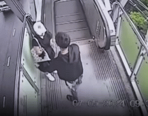 Đi thang cuốn ở bến tàu điện trên cao, cô gái suýt bị cưỡng bức, clip hiện trường gây phẫn nộ