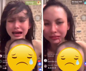 Lâm Minh miệng chảy máu, ôm con khóc trên livestream