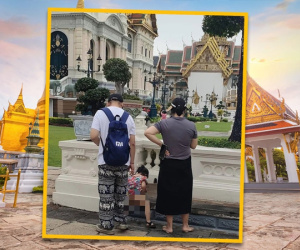 Thấy tấm biển yêu cầu giữ vệ sinh, cặp đôi Trung Quốc vẫn để con gái thực hiện hành vi đáng xấu hổ bên cung điện ở Thái Lan