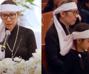 Tang lễ nghệ sĩ Đức Tiến tại Mỹ: Bà xã khóc nghẹn bên linh cữu, con gái nhỏ ngơ ngác gây xót xa