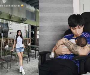 Đoàn Văn Hậu bế quý tử cực khéo, Doãn Hải My 'trốn' con đi chơi khoe luôn vóc dáng nuột nà sau sinh