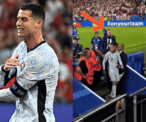 Ronaldo bị CĐV quá khích tấn công, suýt lãnh trọn cú đạp 'từ trên trời rơi xuống' sau trận đấu thảm họa ở EURO 2024