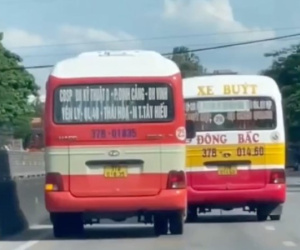 Tạm đình chỉ tài xế xe buýt rượt đuổi, chèn ép nhau trên quốc lộ 1A