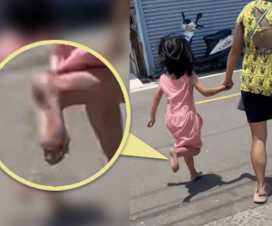 Đánh mất giày, con gái bị mẹ phạt đi chân trần trên nền đường nóng bỏng