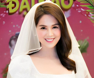 Xôn xao hình ảnh Ngọc Trinh mặc váy cưới ở quê