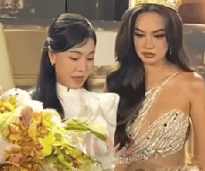 Clip bà Phạm Kim Dung thái độ căng thẳng với Hoa hậu Lê Hoàng Phương