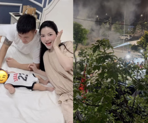Quang Hải - Chu Thanh Huyền mở tiệc đãi họ hàng, bắn pháo hoa rộn ràng khắp làng ngày đưa con trai về quê nội