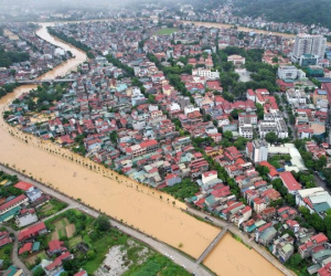 Hình ảnh gần 200 nóc nhà ở thành phố Cao Bằng chìm trong nước lũ