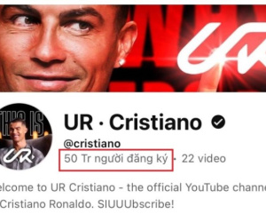 Đỉnh miễn bàn: Ronaldo chính thức đạt 50 triệu lượt theo dõi trên YouTube chỉ sau 6 ngày, gần 1 tỷ lượt theo dõi trên các MXH