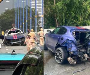 Hiện trường vụ siêu xe Maserati 15 tỷ đồng lộn nhiều vòng trên trên đường Mai Chí Thọ, bánh và bộ phận xe văng vài chục mét