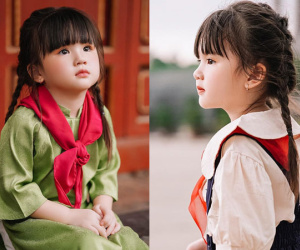Em bé đeo khăn quàng đỏ chụp ảnh ở Lăng Bác gây thương nhớ vì quá xinh, hóa ra là diễn viên nhí quen thuộc