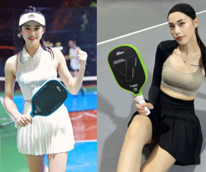 Mỹ nhân 'nóng cùng World Cup' đọ sắc với hoa khôi bóng chuyền ở sân Pickleball: Visual phát sáng, đẹp gì mà đẹp thế!