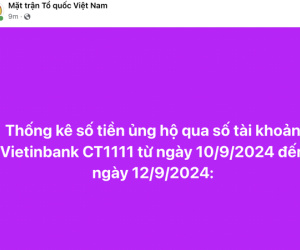 Mặt trận Tổ quốc tiếp tục công khai 2.009 trang sao kê tiền từ thiện từ 10/9 đến 12/9