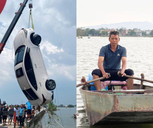 Phút cứu 2 người trong ô tô bị nước cuốn trôi của đôi vợ chồng