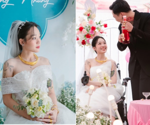 Cô gái Bình Phước ngồi xe lăn vào lễ đường, nhiều người rơi nước mắt