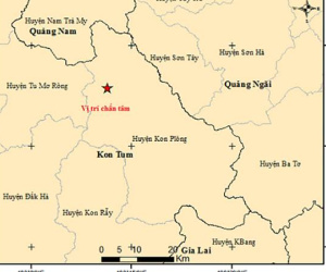 Lại xảy ra động đất 4,1 độ richter ở Kon Tum
