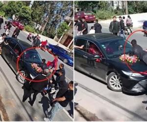 Anh trai cô dâu nằm bò trên xe hoa đòi tiền sính lễ, công an phải vào cuộc