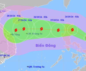 Bão Trami đang di chuyển rất nhanh, hướng vào Trung Bộ, sẽ gây mưa rất to