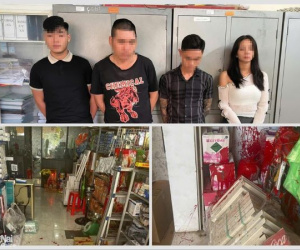 Nhóm đối tượng tạt sơn vào cửa hàng kinh doanh để 'dằn mặt'