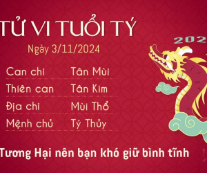 Tử vi Chủ nhật ngày 3/11/2024 của 12 con giáp: Thìn khôn ngoan, Dần may mắn