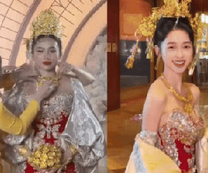 Cô dâu Việt đội vương miện, cầm hoa cưới bằng vàng bị so sánh với tỷ tỷ xứ Trung, đáp trả 'tôi không bận tâm'