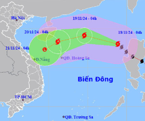 Bão số 9 hình thành, gặp không khí lạnh suy yếu trên biển Trung Trung Bộ