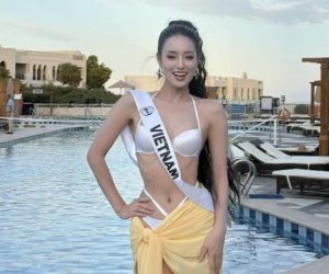 Á hậu Bùi Khánh Linh bốc lửa với bikini trắng tại Miss Intercontinental 2024
