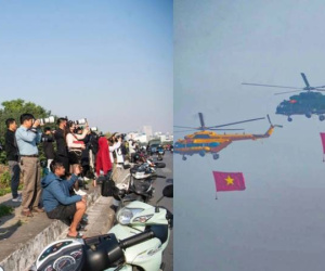 Người dân Hà Nội háo hức dậy từ sớm chiêm ngưỡng màn biểu diễn trên không của các đội bay