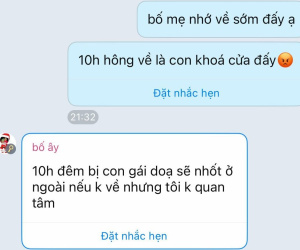 Viral tin nhắn con gái dọa khóa cửa nếu bố mẹ 10h tối chưa đi chơi về, phụ huynh đáp 1 câu 'không ngờ'