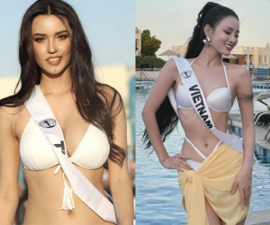 Ảnh thi bikini của Bùi Khánh Linh và thí sinh Hoa hậu Liên lục địa