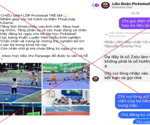 Mất 400 triệu đồng thông qua hình thức đăng ký học Pickleball trên mạng