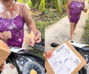 Shipper đứng hình khi nhìn thấy vẻ ngoài của người phụ nữ trung niên khi ra nhận hàng, chỉ biết thốt lên 1 câu!