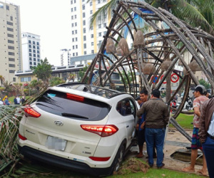 Ô tô nổ lốp, nữ tài xế quyết định tông xe vào cổng đường hoa ở Đà Nẵng