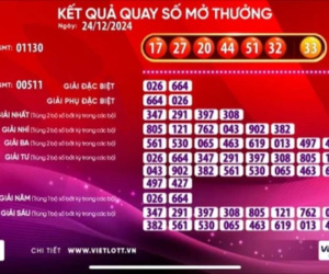 Một vé số Vietlott trúng thưởng hơn 135 tỉ đồng trong đêm Giáng sinh