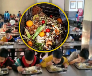 Trường học gây phẫn nộ vì cho trẻ ăn đồ thừa từ xô thức ăn cho chó