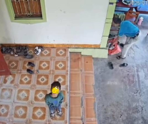 Mẹ đi làm nhưng bé trai vẫn chưa biết là xa tít tắp, ngày nào cũng ra trước camera ngước lên gọi 'mẹ ơi'...