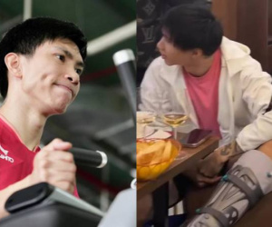 Chuyện gì đã xảy ra khiến Đoàn Văn Hậu xuất hiện với cái chân nẹp kín giữa buổi tiệc tất niên?