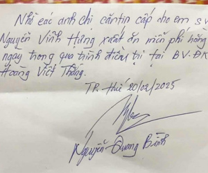Nằm viện một mình, chàng sinh viên Hà Tĩnh ngỡ ngàng khi nhận mẩu giấy nhắn của cán bộ bệnh viện