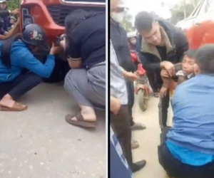 Nam sinh 11 tuổi thoát chết thần kỳ khi lọt dưới gầm xe bán tải