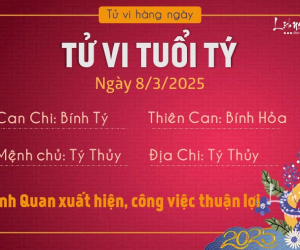 Tử vi thứ 7 ngày 8/3/2025 của 12 con giáp: Tý rủng rỉnh, Hợi gặp tiểu nhân